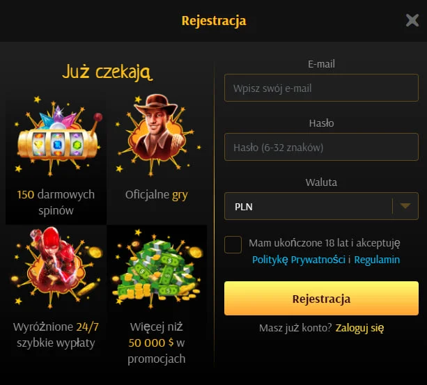 Rejestracja w SuperCat Casino